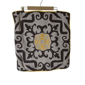 VILLA Brown Gold Embroidered Raised Soft EURO 22x22 Throw Accent Pillow Sham